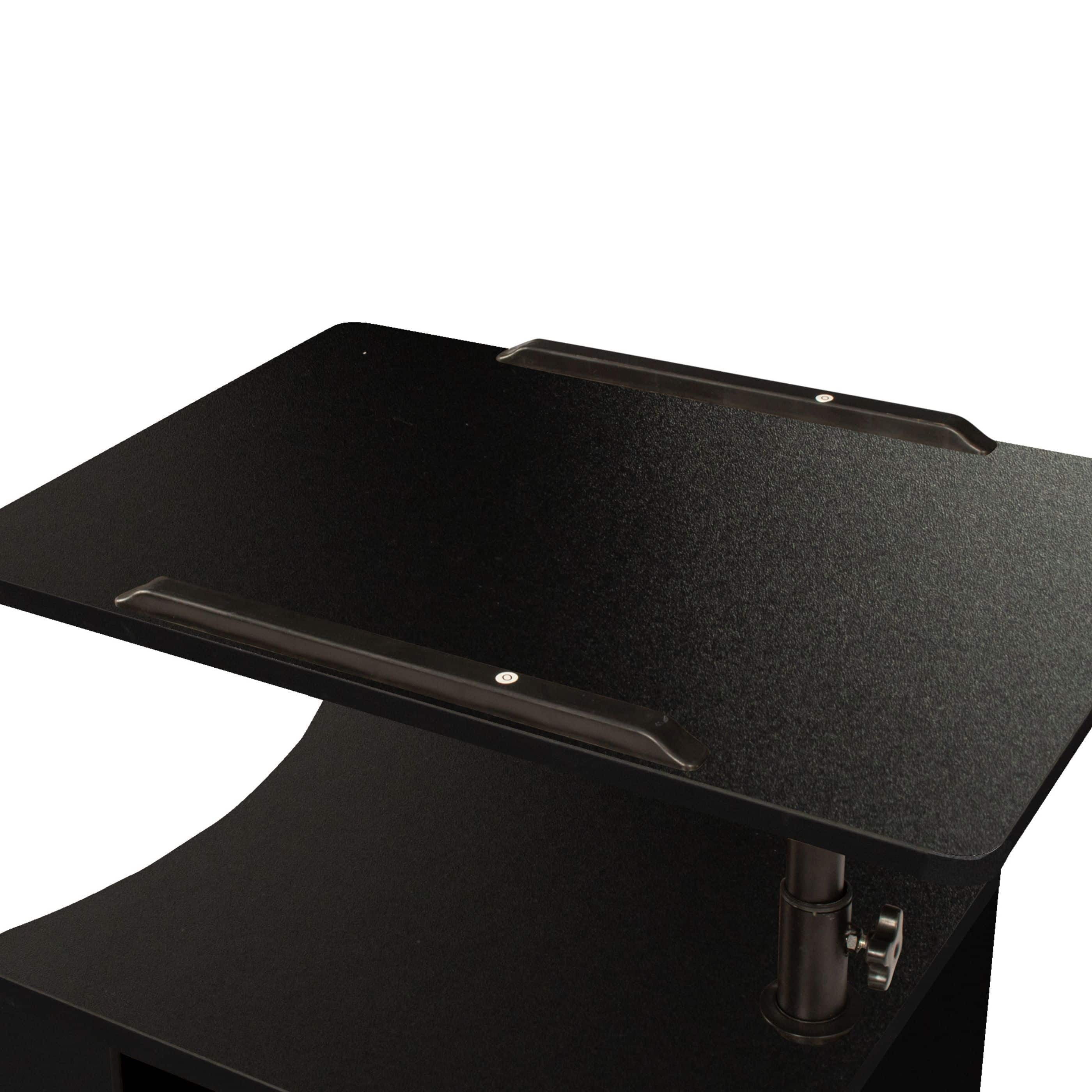 Black Adjustable Swivel Top Bedside Table with 2 Drawers