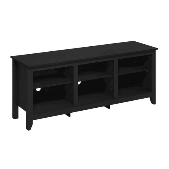 Furnifact Black Engineered Wood TV Entertainment Center for TVs Up to 65 Inches, Modern Media Console with Sturdy Construction and Stylish Black Finish