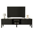 thumbnail image 1 of Wood TV Stand, Mid-Century Modern Black Entertainment Center with Fluted Door Storage Cabinets and Adjustable Open Shelves for Living Room Bedroom, 1 of 9