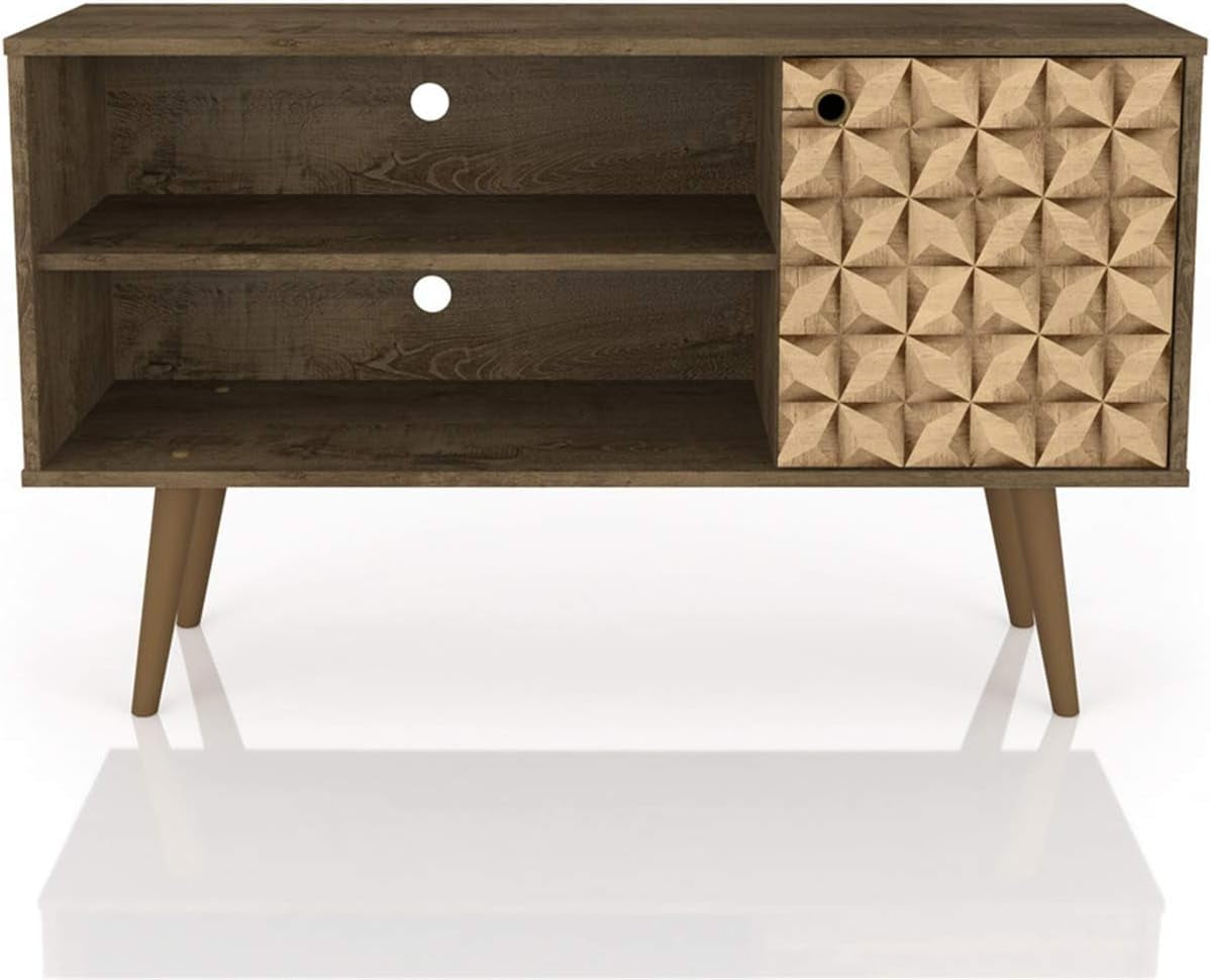 Rustic Brown Free-Standing Entertainment Center with Cabinet