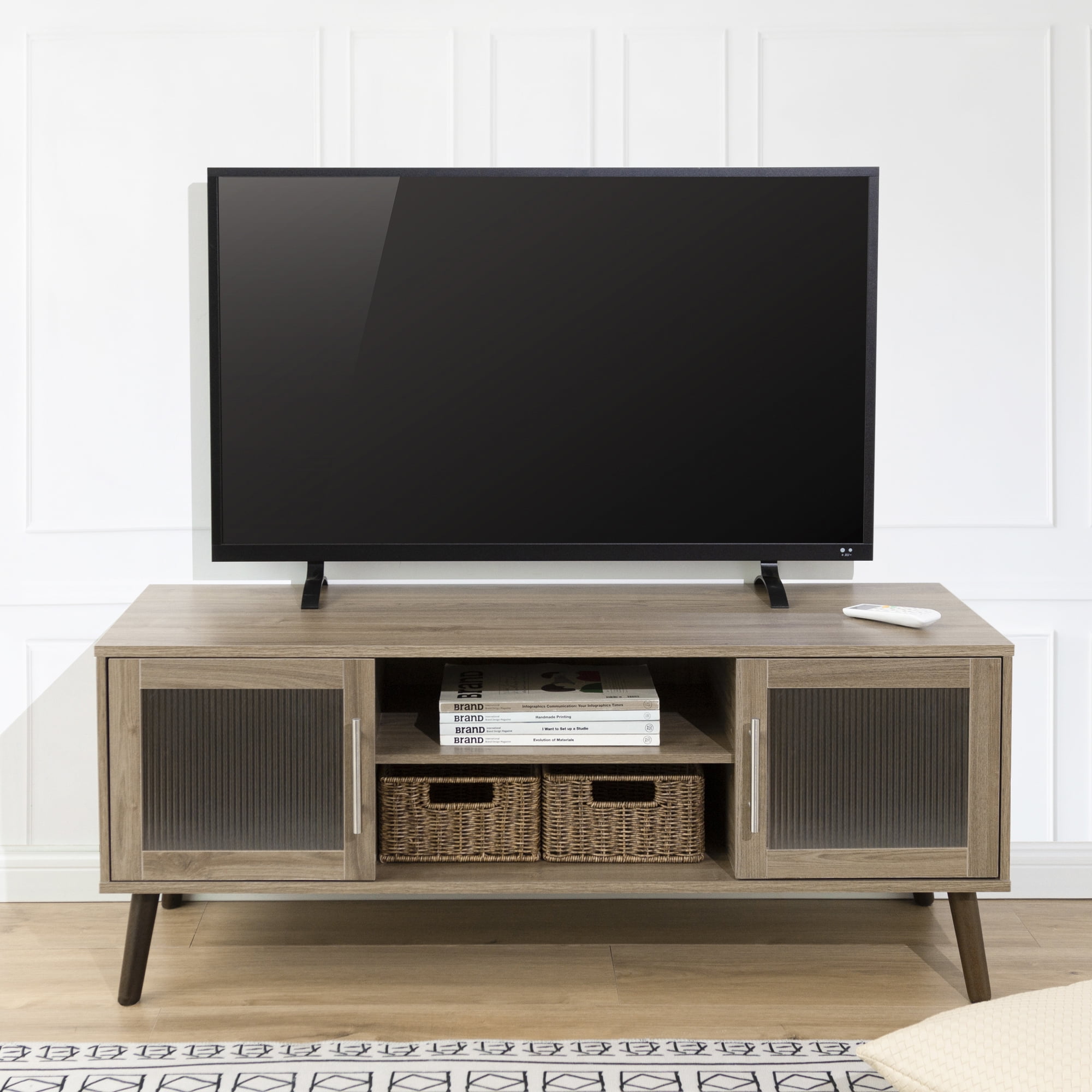 Wood TV Stand for TVs up to 55", Elm Gray