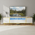 thumbnail image 1 of 70.9'' Modern TV Stand for up to 80 Inch TVs, Entertainment Center with LED Lights, 2 Cabinets & 2 Drawers, White, 1 of 9