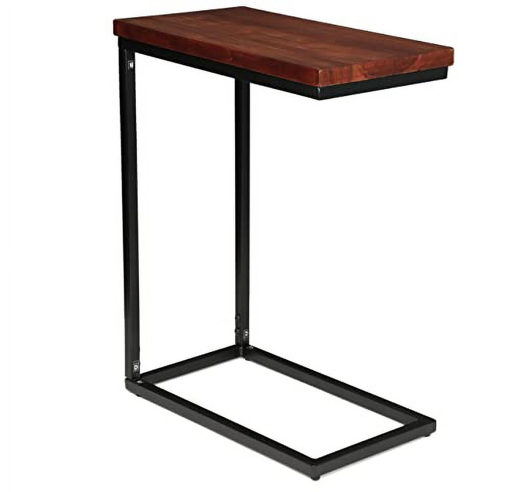 Wood TV Tray C Shaped Side Table 26" High End Table Industrial