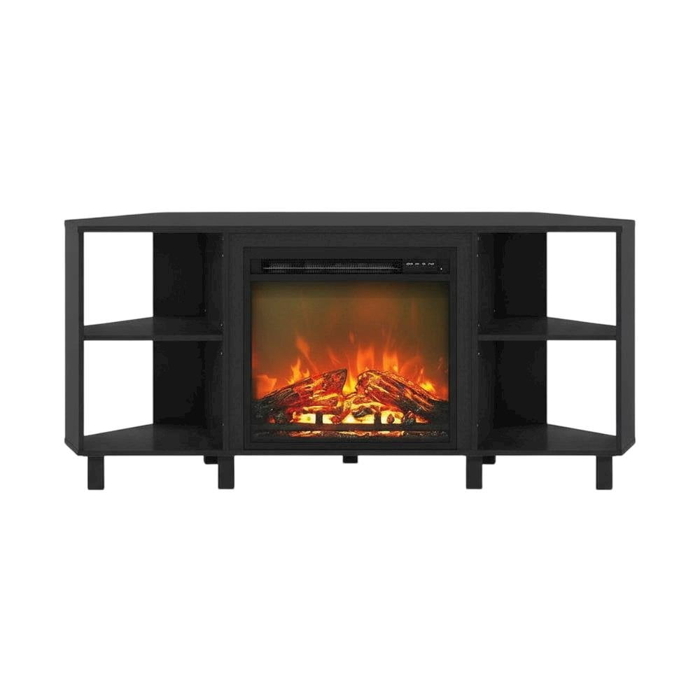 Wood TV stand with metal legs for 55-inch TVs, modern design, Americano
