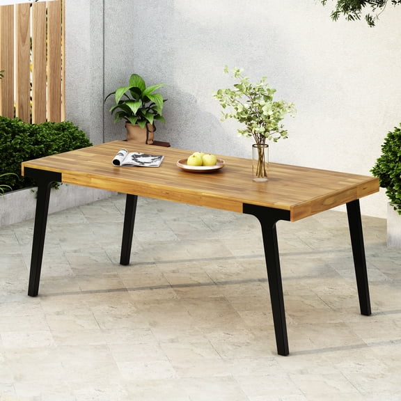 Wood Table For Dining - Slat Design, , 32" Deep, Stylish Protected, 69" Wide, Finish