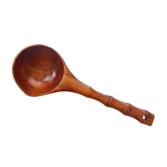 Wood Tablespoon Scoop Wooden Kitchen Soup Ladle Take Bath Cooking Large Mouth Water Bamboo