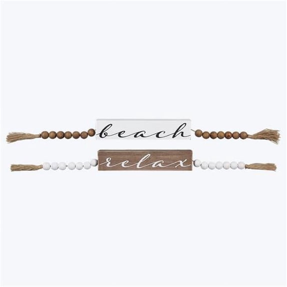 Wood Tabletop Block Sign with Blessing Beads, Assorted Color - 2 Piece