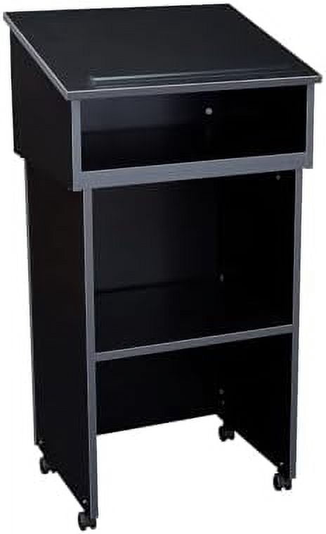 Wood Tabletop Lectern with AV Cart/Lectern Base in Black - Walmart.com