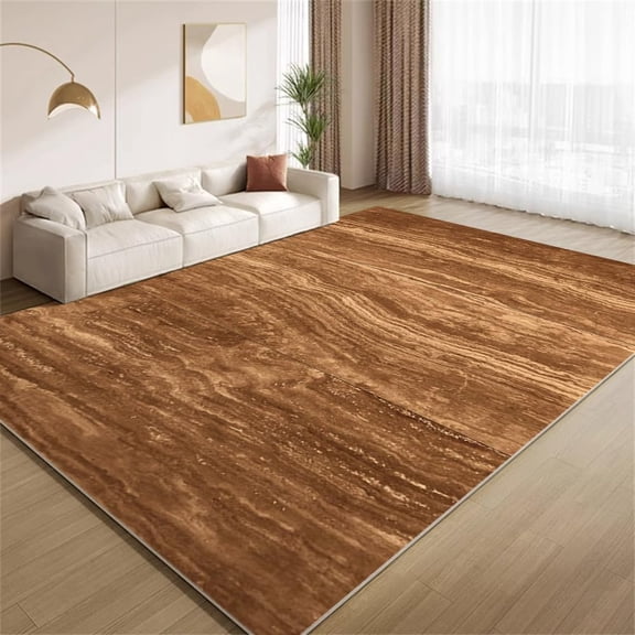 Wood Texture Area Rugs, Brown Fluid Wave Marble Design Carpet, Washable Non Slip Low Pile Soft Rug for Living Room Bedroom Study Decor Mat 2ftx3ft