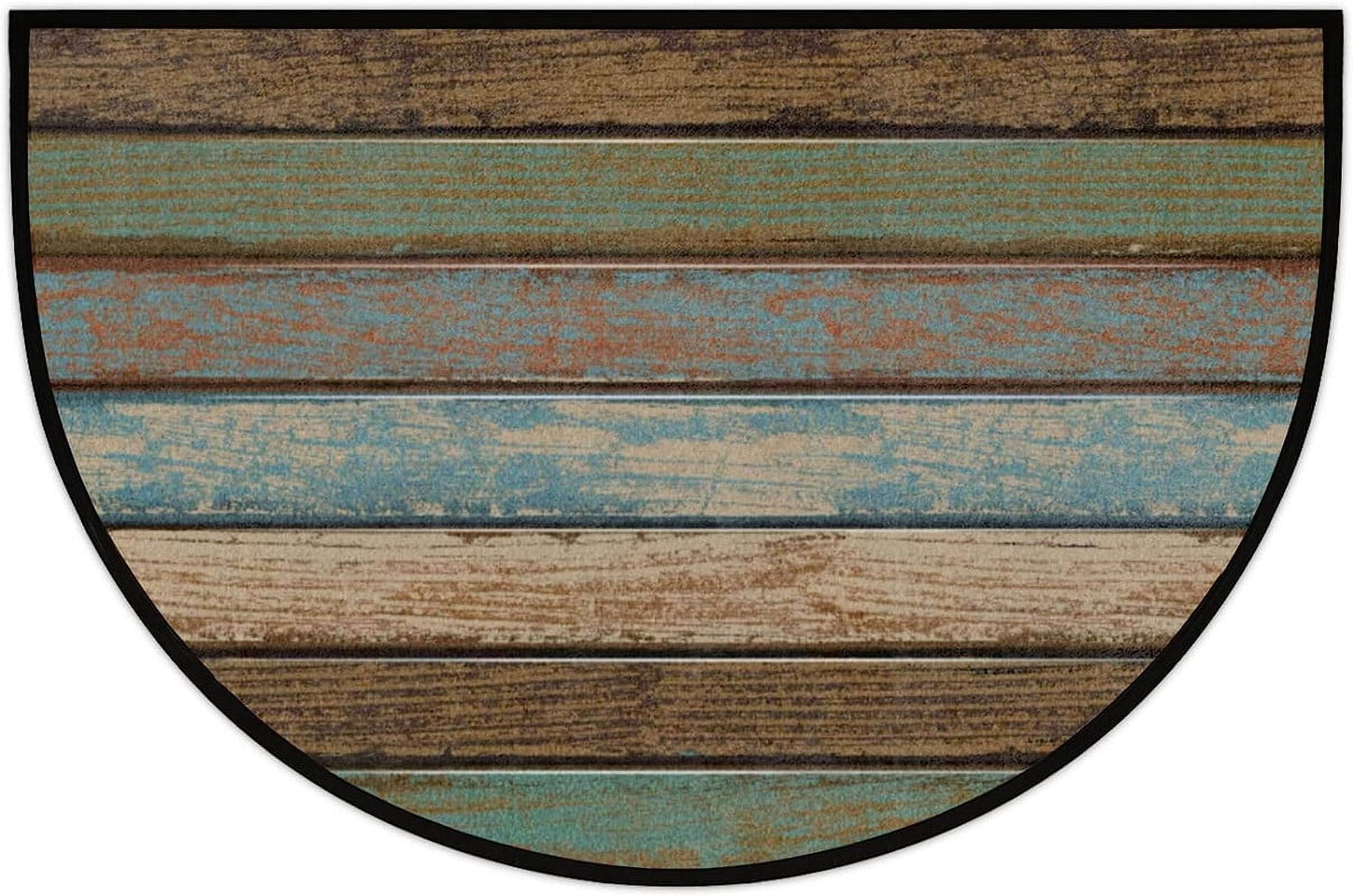 Wood Texture Half Round Door Mat Absorbent Door Mats Indoor, Colorful