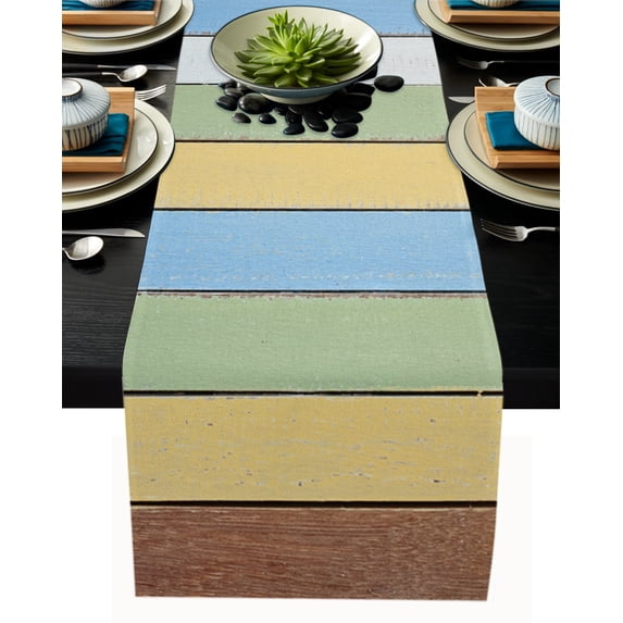 Wood Texture Lace Pattern Brown Rustic Table Runner Home Dining Room Decor Table Cloth Wedding Christmas Party Table Runners
