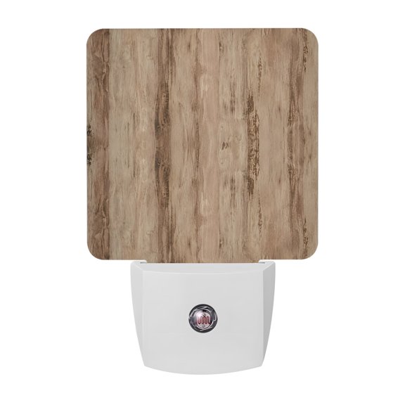 Wood Texture Night Lights, Brown Tree Bark Striped Wooden Fibers Vertical Knots Smart Auto Dusk to Dawn Sensor Nightlights Plug-in Nightlight for Bedroom Bathroom Living Room Kitchen Hallway