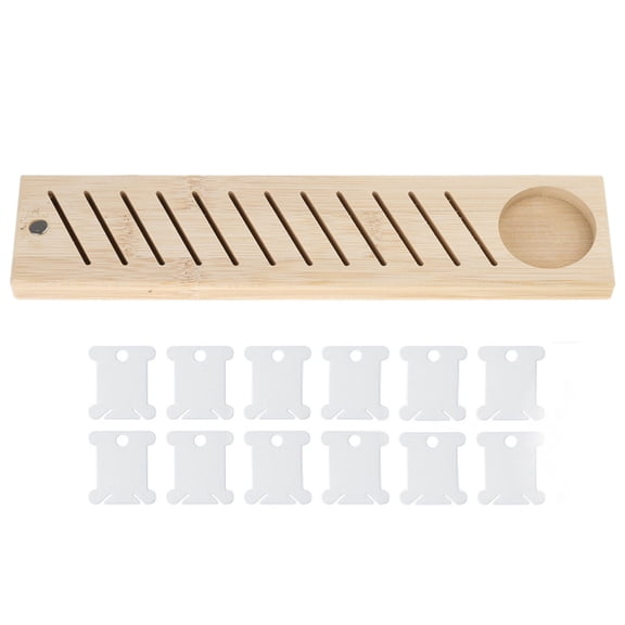 Wood Thread Plates Holder and Plastic Thread Bobbins Set, Thread Plate Rack