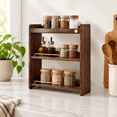 Solid Tech Countertop Wood Threelayers Cup Rack Countertop Solid Wooden Mug Organizer for ...