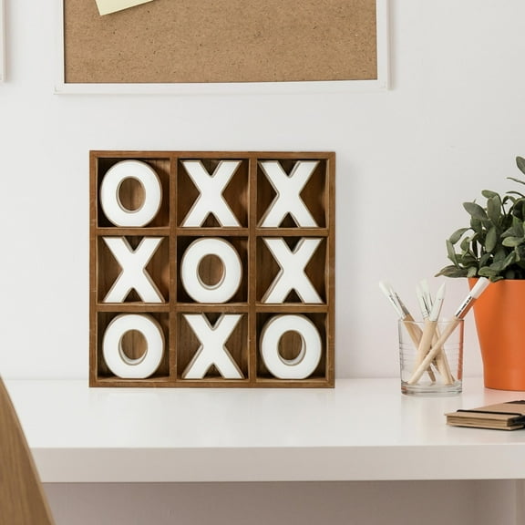 Wood Tic Tac Toe Game Board Tabletop Decor (11.8" x 11.8") - 11.8" x 11.8"