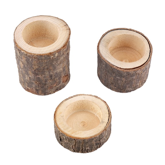 Wood Timber Pile Candle Holder Stand Candlestick Log Flowerpot Ornament Decor for Christmas Wedding Party