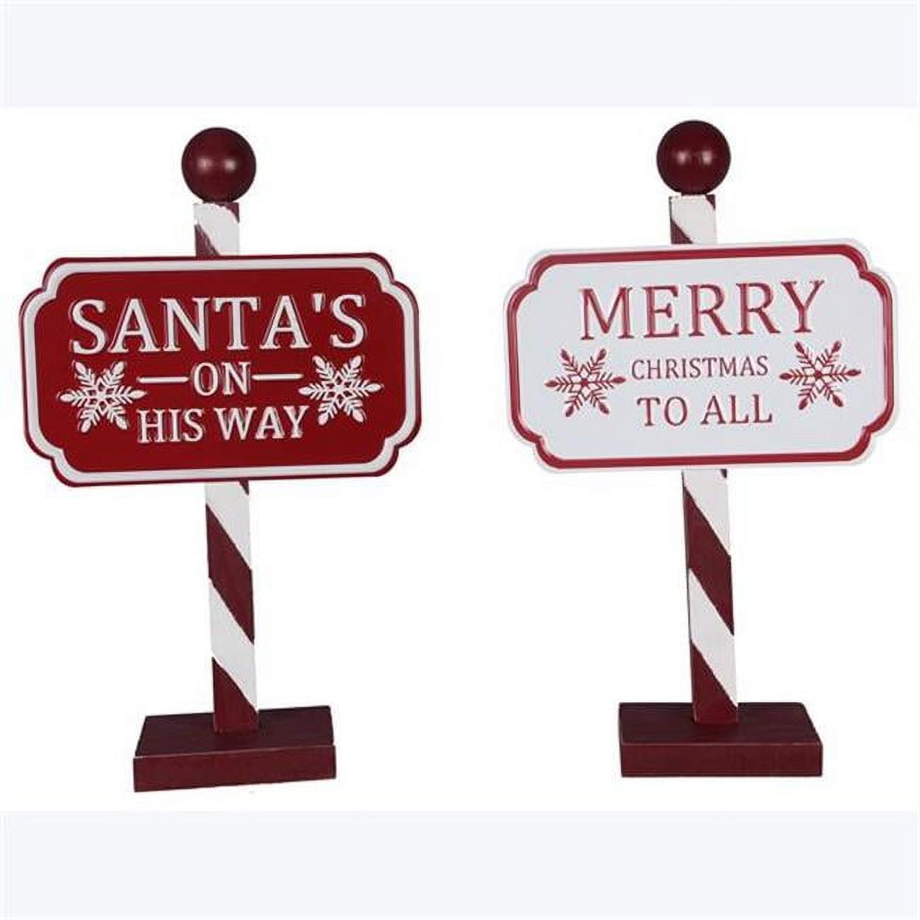 Wood & Tin Tabletop Christmas Signs, Assorted Color 2 Piece