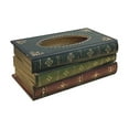 thumbnail image 1 of Wood Tissue Box Cover, Vintage Stacked Books Design Solid Wood Tissue Holder with Hinged Lid for Home Office Decor Blue Tanuke, 1 of 9