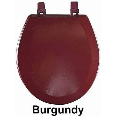 Wood Toilet Seat with Non Slip Grip Tight Bumpers, Standard Heavy Duty Wooden Bathroom Toilet Seat and Lid Set, Burgundy (Not Slow Close)
