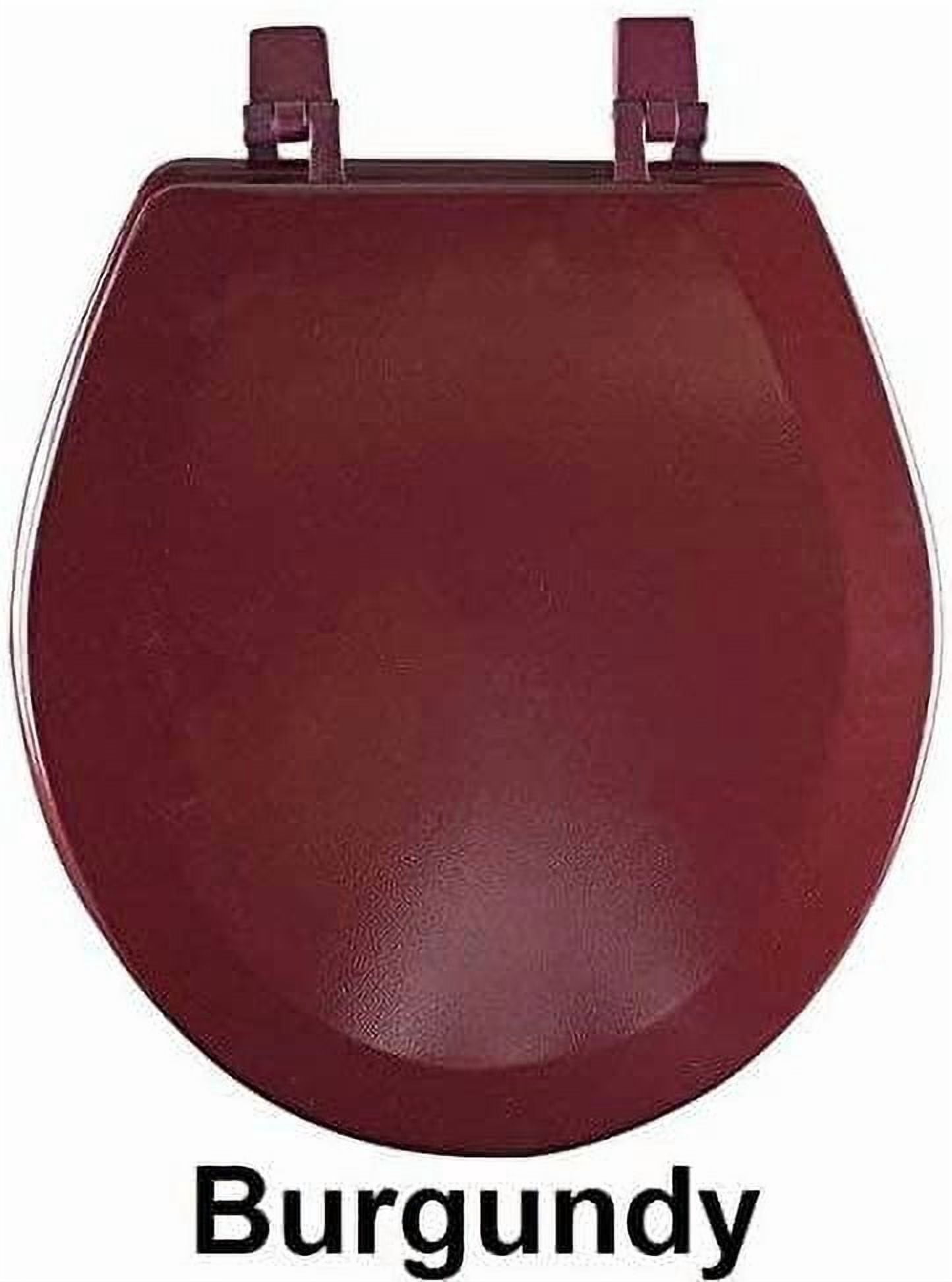 Wood Toilet Seat with Non Slip Grip Tight Bumpers, Standard Heavy Duty Wooden Bathroom Toilet Seat and Lid Set, Burgundy