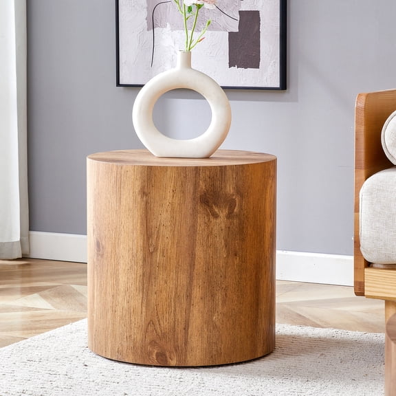 Wood - Toned Cylindrical Shape - Patterned for Interior Versatility - Used in Coffee, Dining or Writing Situations - Improves Interior Appearance