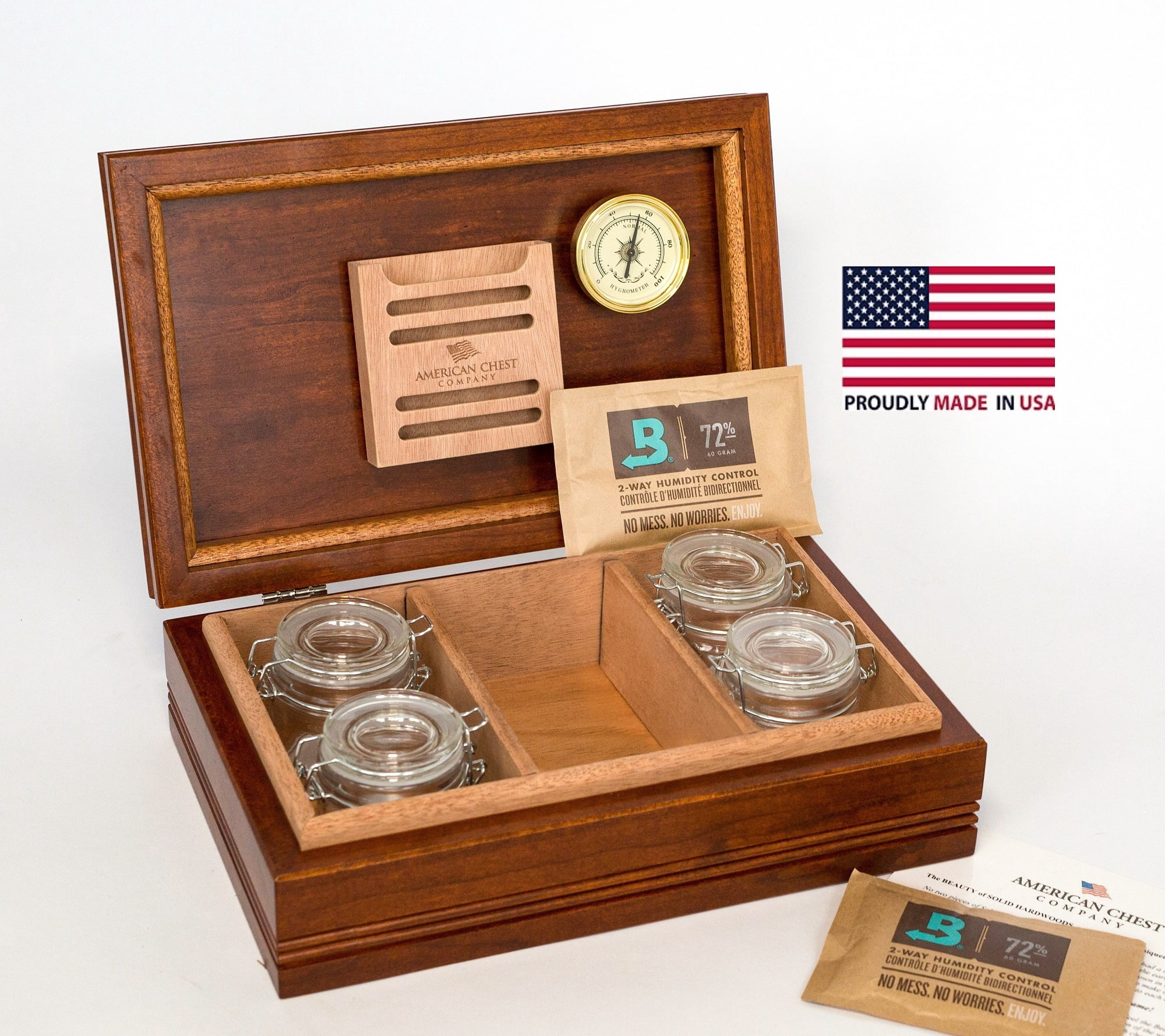 Wood Top CannBisDor Humidor. Solid Maple with Heritage Cherry Finish, Medium Size.