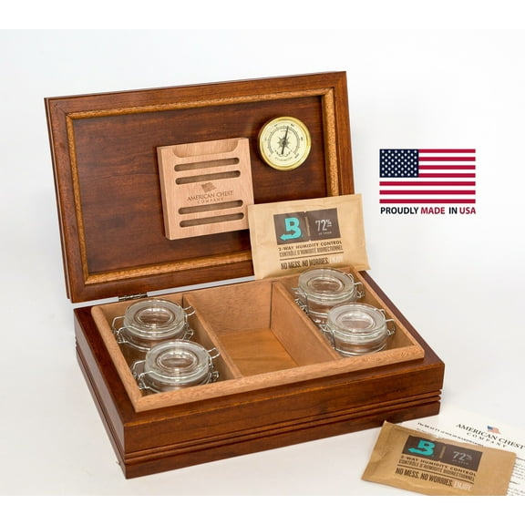 Wood Top CannBisDor Humidor. Solid Maple with Heritage Cherry Finish, Medium Size.