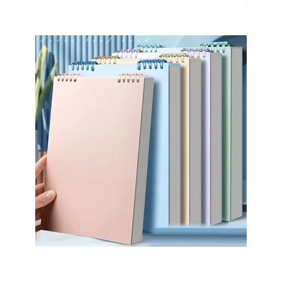 Wood Top-Flip Notebook, Lay-Flat Design, Double-Sided Writing, No Bleed-Through, 360° Page Turning, Perfect for Class Notes, Office, and Journals