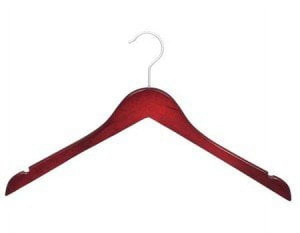 International Hanger Wood Top Hangers (50 Pack) 17" Flat Wooden Hangers – Cherry Finish, Swivel Hook, Notches for Shirts, Jackets & Dresses