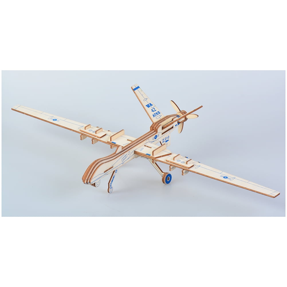 Wood Toy 3D Puzzle Reconnaissance Plane Airplane Assembled Model Wooden ...