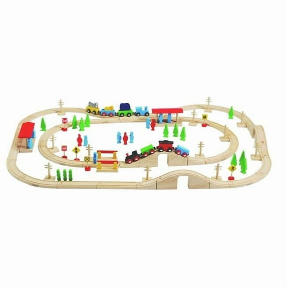 Marvel Education 2025538 Co-Magnetic Wood Train Set - 100 Piece