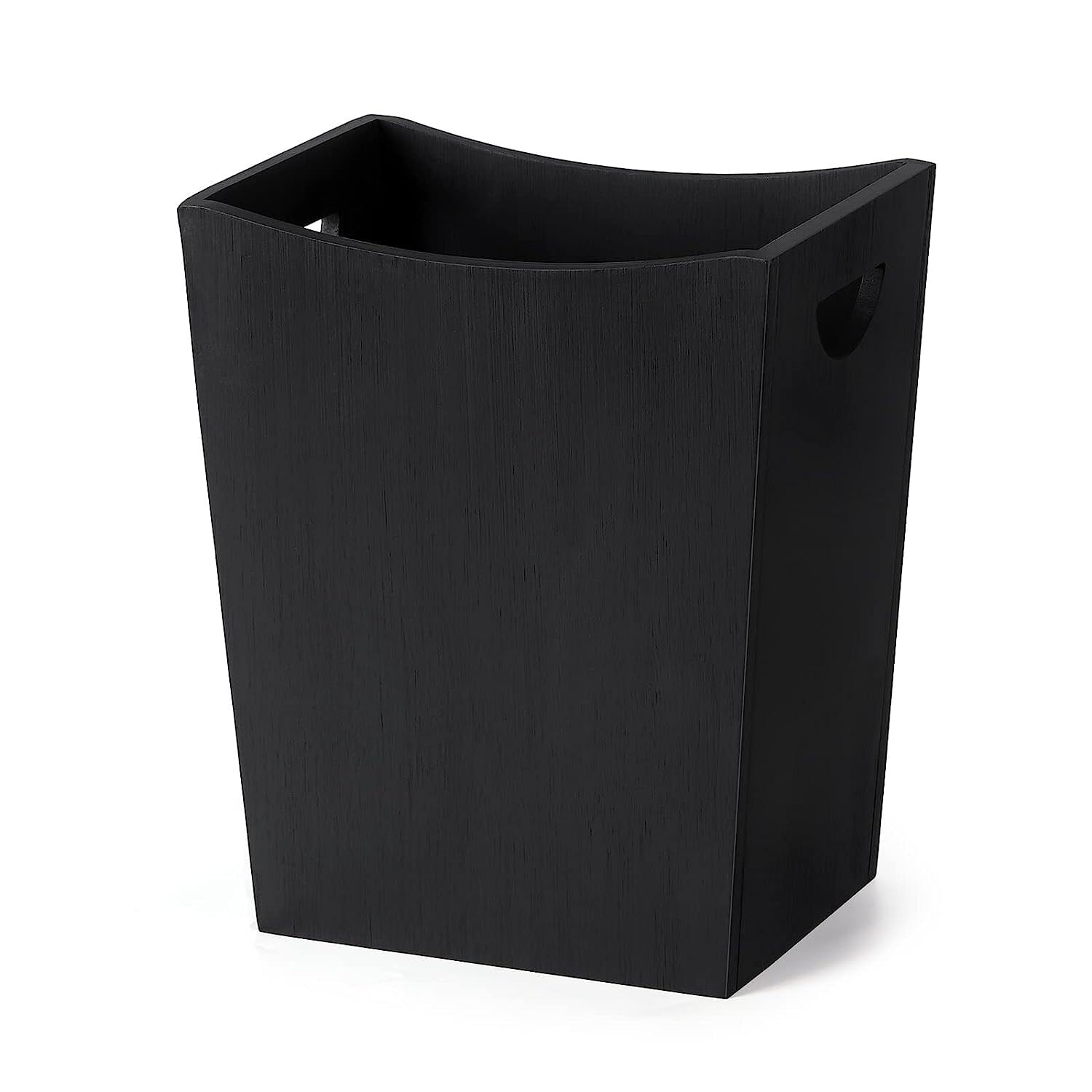 Wood Trash Can, Rustic Farmhouse Style Wastebasket Bin Black