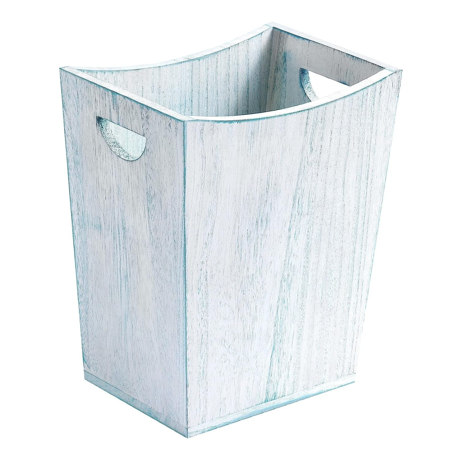 Wood Trash Can, Rustic Farmhouse Style Wastebasket Bin Blue - Walmart.com