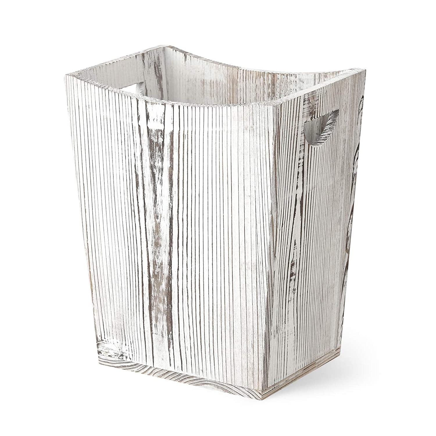 Wood Trash Can, Rustic Farmhouse Style Wastebasket Bin Rustic Grey ...