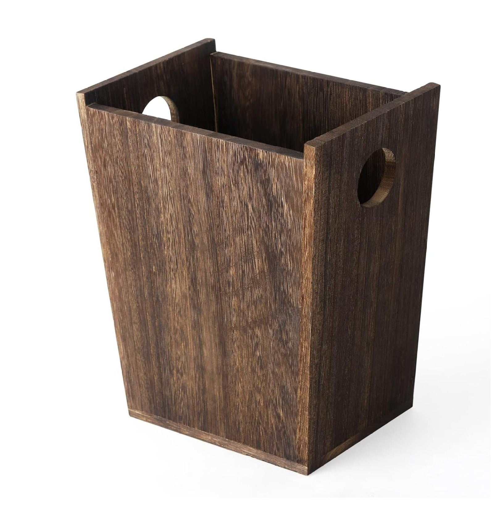 Wood Trash Can Wastebasket Small Rectangular Farmhouse Rustic Garbage ...