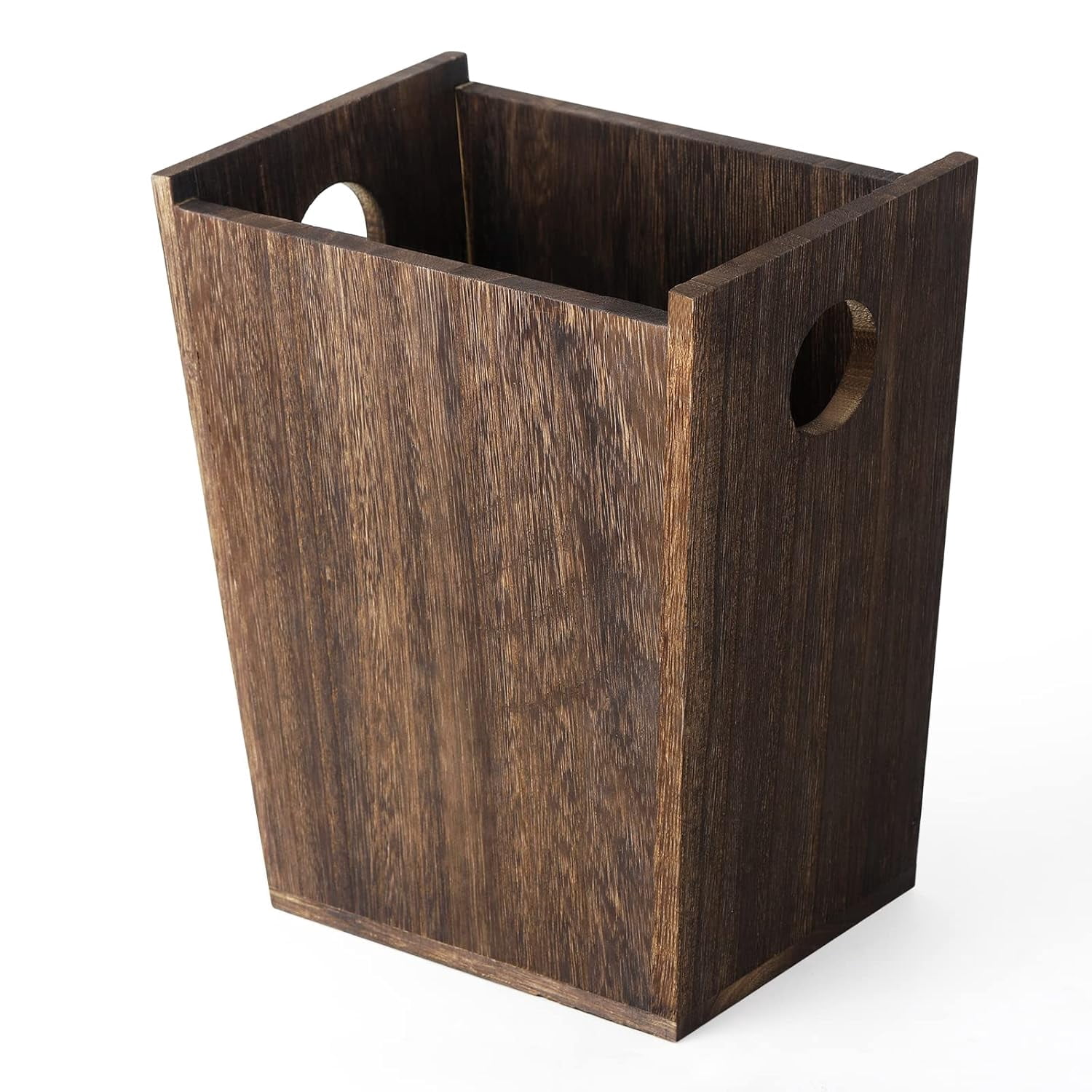 Wood Trash Can Wastebasket Small Rectangular Farmhouse Rustic Garbage ...