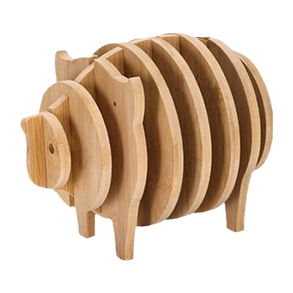 Wood Tray Wood Saucer Flower Pot Tray Cup Pad Coaster Plate Kitchen Decorative Plate Coaster Coffee Cup Mat Pig