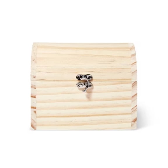 Wood Treasure Chest Box Unfinished Wooden Craft, DIY Project, 6"x4"x4.7"