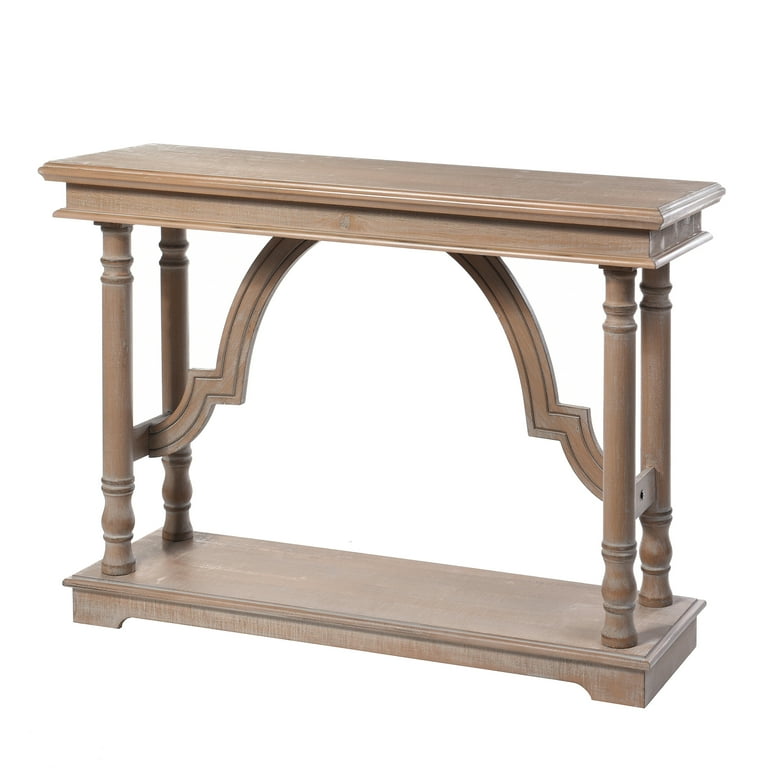Wood Trestle Console Table With Arch Detail Gray Wash Finish Walmart