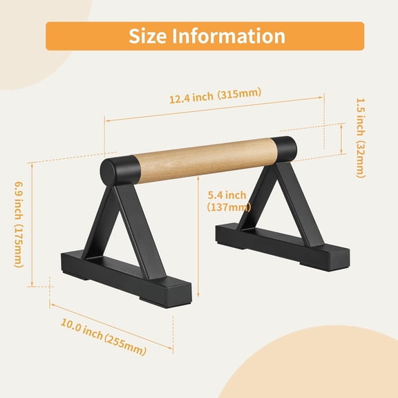 Wood Triangle Push Up Bars for Floor, Strength Training Pushup Stands Parallettes Bars for Home Calisthenics, Fitness, Floor Workouts Solid Wood with Sturdy Metal Bracket, Support 500 lbs