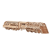 Wood Trick Atlantic Express Train 3D Wooden Puzzles for Adults and Kids to Build - 26.7x4 in - Rides up to 9 ft - Mechanical Locomotive Model Kit for Adults and Kids