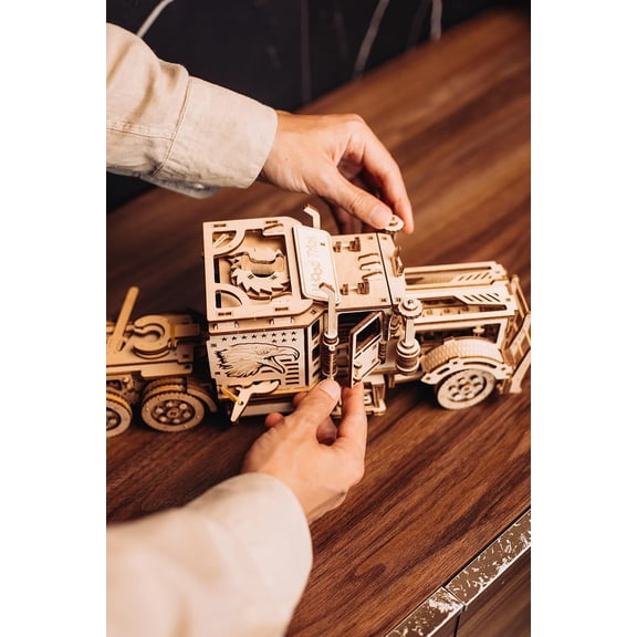 Wood Trick Big Rig Truck Car 3D Wooden Puzzles for Adults to Build - Rides up to 6ft - 14x6 - Realistic Semi Truck - Wooden Models Engineering  Project Mechanical Wood 3D Puzzles Kits