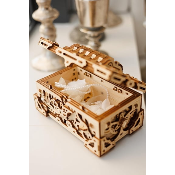 Wood Trick Enigma Chest Lock Puzzle Box Wooden 3D Puzzles for Adults to Build - Engineering  Project Mechanical Model Kits for Adults Wooden Models