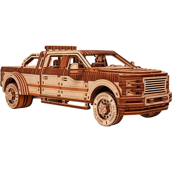 Wood Trick Full-size Pickup Truck Car Wooden 3D Puzzles for Adults and Kids to Build - Rides up to 32 feet - Engineering DIY Mechanical Wooden Models for Adults