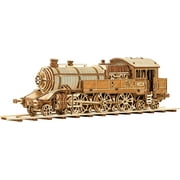 Wood Trick Grand Traveler 246 Wooden Train Set w/Railway - Rides up to 20ft - 16x4  - Locomotive Model Kit - 3D Wooden Puzzles for Adults to Build - Engineering DIY Models for Adults to Build
