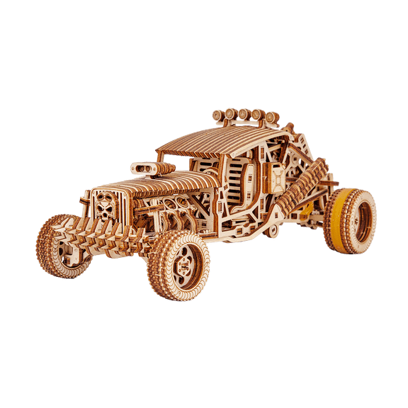Wood Trick Mad Buggy Car 3D Wooden Puzzle for Adults and Kids to Build - Rides up to 25 feet - Detailed and Sturdy Design - Wooden Model Car Kit to Build