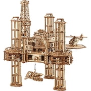 Wood Trick Offshore Rig Platform Wooden 3D Puzzles for Adults to Build - Interactive Movable Platform - Wooden Models Engineering DIY Project Mechanical 3D Wooden Puzzles Model Kits for Adult