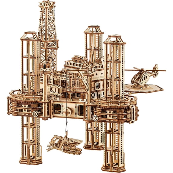 Kit Platform Wood Trick Offshore Rig Platform Wooden 3D Puzzles for Adults to Build ...