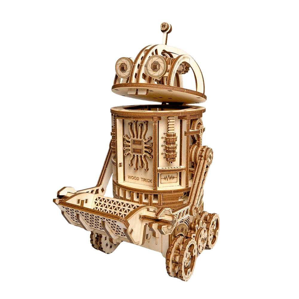 Scrap Built Model Wood Trick Space Junk Robot 3D Wooden Puzzles for Adults and Kids to ...