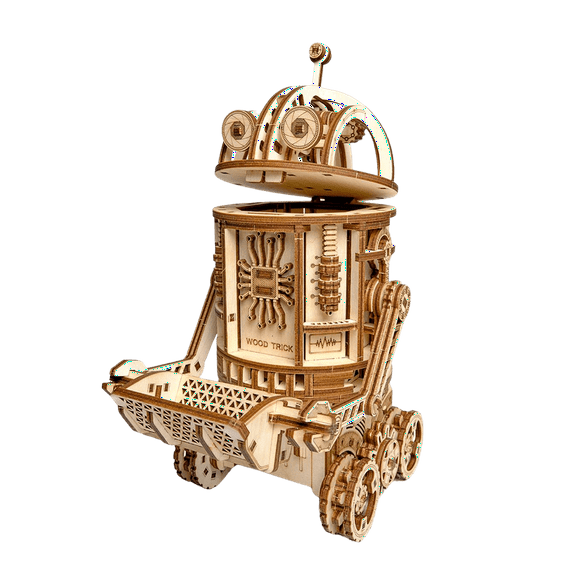 Wood Trick Space Junk Robot 3D Wooden Puzzles for Adults and Kids to Build - Rides up to 13 ft - 9.5x6.7 in - Model Kits for Adults - Engineering DIY Wooden Models for Adults to Build